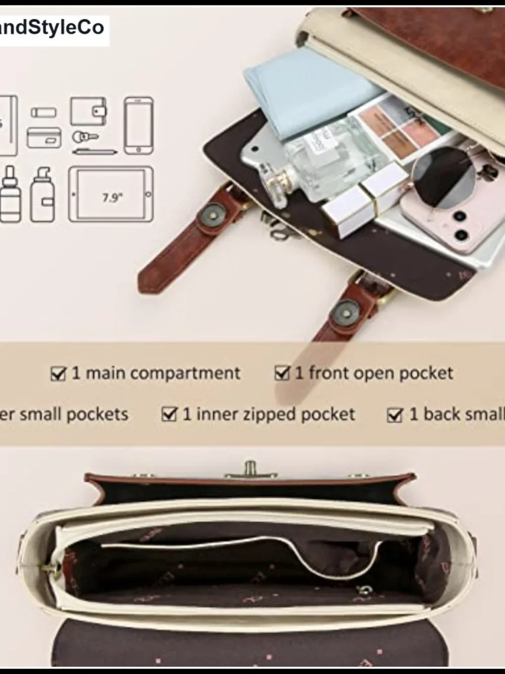 Women's PU Leather Satchel Purse Crossbody Messenger Bag Work College Bag